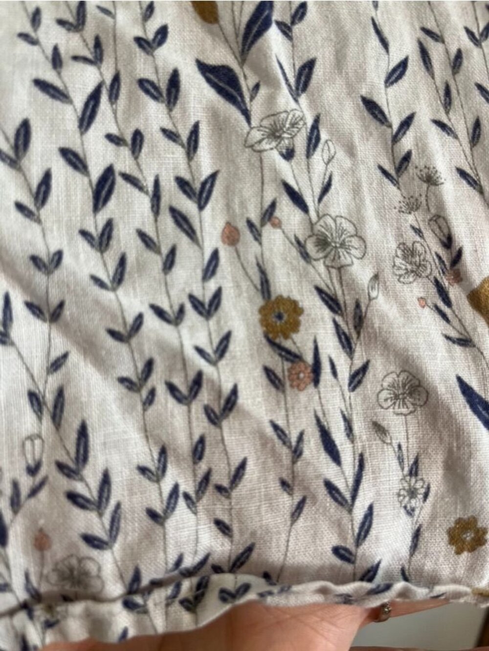 Colorful Floral Linen Top M Boho Indie Folk Hippie Earthy Granola Chic Artsy - Picture 6 of 9